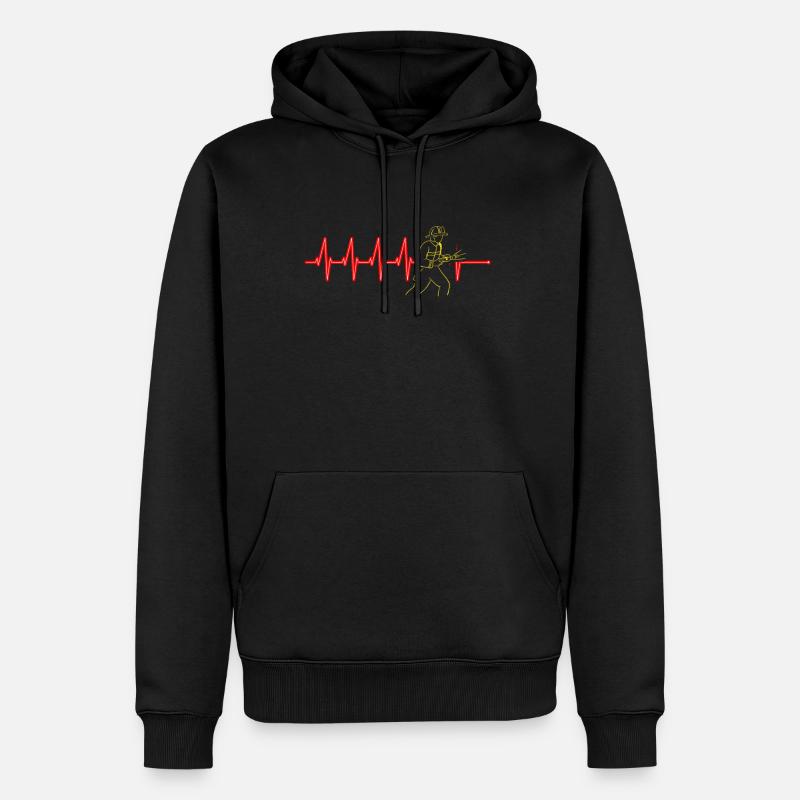 Pompier, battement de coeur, pompier - Sweat à capuche Premium bio Homme - noir