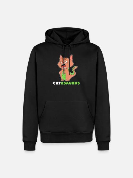 Regalo divertente Cat Bengal Catasaurus T-Rex - Felpa con cappuccio ecologica premium da uomo - nero