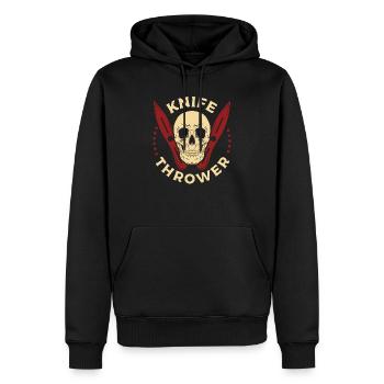 Knife throw skeleton design - Men’s Premium Organic Hoodie - black - Front - Nico (187cm)
