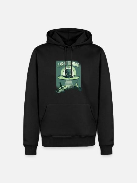 Outerspace Spaceship Scientist Galaxy Planet - Men’s Premium Organic Hoodie - black