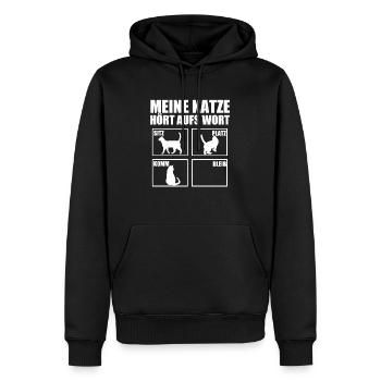 My cat listens to the word cats saying Shirt Fun - Men’s Premium Organic Hoodie - black - Front - Nico (187cm)