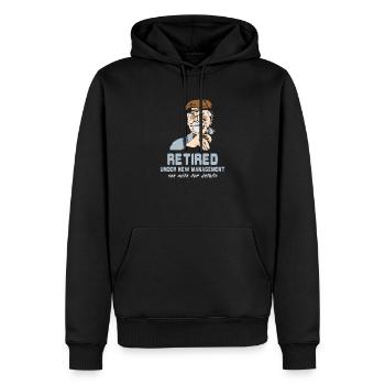 Retired Under New Management Wife Gift - Men’s Premium Organic Hoodie - black - Front - Nico (187cm)