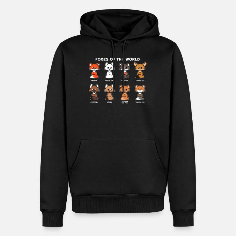 Les renards du monde - Sweat à capuche Premium bio Homme - noir