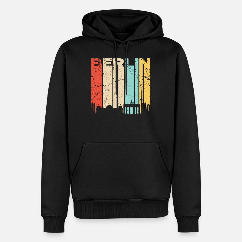 Capitale Berlin - Sweat à capuche Premium bio Homme - noir