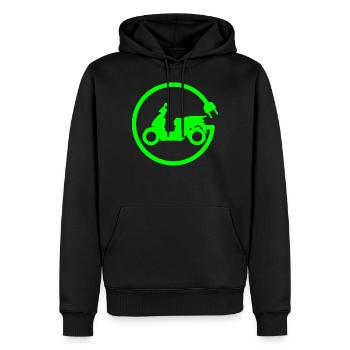 Motorroller Elektro Roller Stecker Grün - Männer Premium Bio Hoodie - Schwarz - Vorne - Nico (187cm)