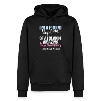 Stepdad I'm A Proud Step Dad Of Amazing Step - Men’s Premium Organic Hoodie - black - Front - Nico (187cm)
