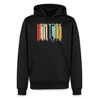 New York - Sweat à capuche Premium bio Homme - noir - Devant - Nico (187cm)