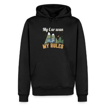 Mein Wohnwagen Meine Regeln Geschenk - Männer Premium Bio Hoodie - Schwarz - Vorne - Nico (187cm)