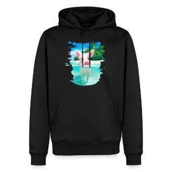 Bahamas Porcs nageant Cochon Plage amusante - Sweat à capuche Premium bio Homme - noir - Devant - Nico (187cm)