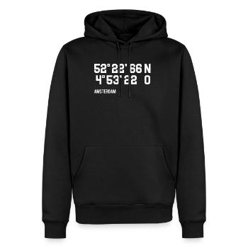 Amsterdam coordonnées - Sweat à capuche Premium bio Homme - noir - Devant - Nico (187cm)