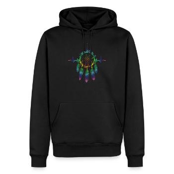 Culture amérindienne Plumes de saule - Sweat à capuche Premium bio Homme - noir - Devant - Nico (187cm)