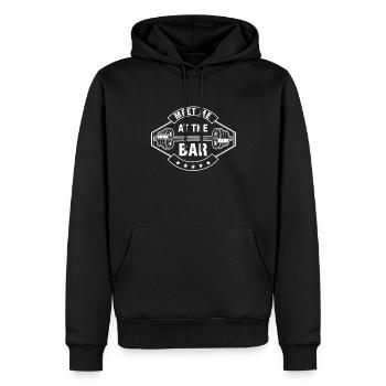 Meet Me At The Bar Weightlifting Weights Barbell - Men’s Premium Organic Hoodie - black - Front - Nico (187cm)