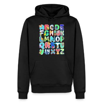 ABC Alphabet Einschulung 1.Schultag Geschenk - Männer Premium Bio Hoodie - Schwarz - Vorne - Nico (187cm)