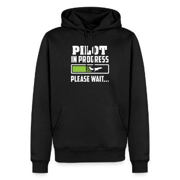 Zukünftiger Pilot - Lädt - Bitte warten - Geschenk - Männer Premium Bio Hoodie - Schwarz - Vorne - Nico (187cm)