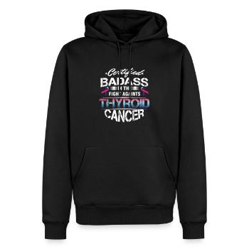 Badass certifiée survivante du cancer - Sweat à capuche Premium bio Homme - noir - Devant - Nico (187cm)