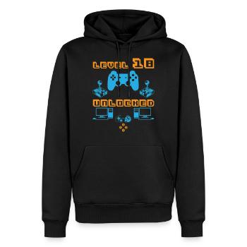 18ème anniversaire - Sweat à capuche Premium bio Homme - noir - Devant - Nico (187cm)