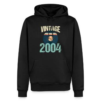 Vinyle Retro Vintage 2004 16 ème Anniversaire - Sweat à capuche Premium bio Homme - noir - Devant - Nico (187cm)