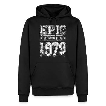 40ème anniversaire en 1979 - Sweat à capuche Premium bio Homme - noir - Devant - Nico (187cm)