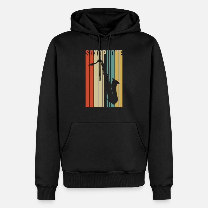 saxophone - Sweat à capuche Premium bio Homme - noir