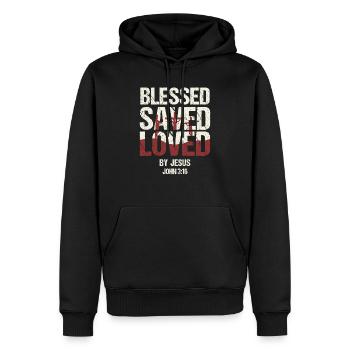 Foi chrétienne pasteur prédicateur dieu jésus - Sweat à capuche Premium bio Homme - noir - Devant - Nico (187cm)