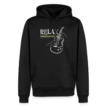 Relax The bass player is here - Men’s Premium Organic Hoodie - black - Front - Nico (187cm)