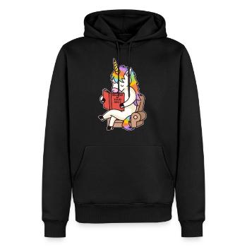 Unicorn Reading - Men’s Premium Organic Hoodie - black - Front - Nico (187cm)
