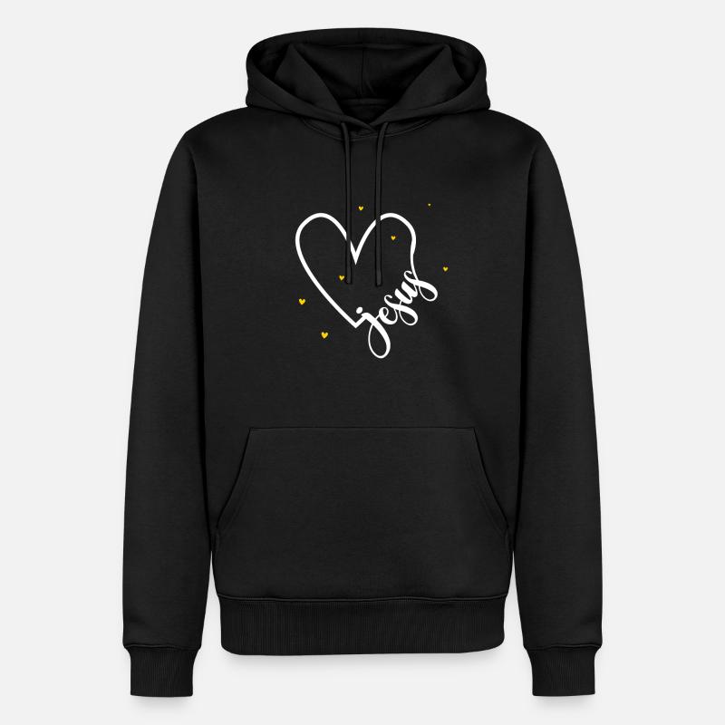 Jesus - Männer Premium Bio Hoodie - Schwarz