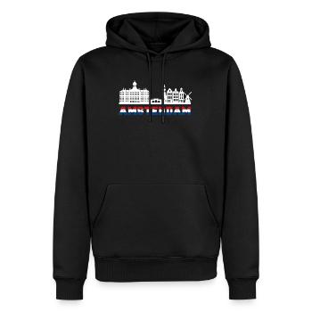 Amsterdam skyline Pays-Bas vacances - Sweat à capuche Premium bio Homme - noir - Devant - Nico (187cm)