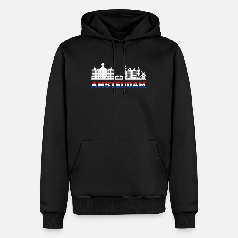 Amsterdam skyline Pays-Bas vacances - Sweat à capuche Premium bio Homme - noir