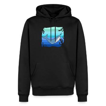 Baleine Minkwal Baleine grise Baleine bleue Cachalot Orca beluga - Sweat à capuche Premium bio Homme - noir - Devant - Nico (187cm)