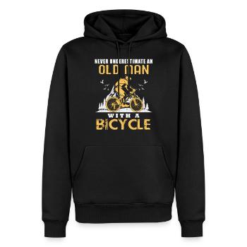 Vieux Homme À vélo - Sweat à capuche Premium bio Homme - noir - Devant - Nico (187cm)