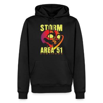 Storm Area 51 - Männer Premium Bio Hoodie - Schwarz - Vorne - Nico (187cm)