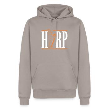 harpe - Sweat à capuche Premium bio Homme - taupe - Devant - Nico (187cm)