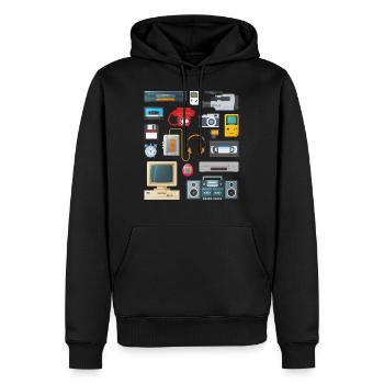 Retro 90er Jahre Geräte - Männer Premium Bio Hoodie - Schwarz - Vorne - Nico (187cm)