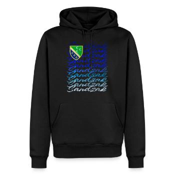 Sandzak DNA Proud Sandzak Roots colorfull sandzak - Männer Premium Bio Hoodie - Schwarz - Vorne - Nico (187cm)