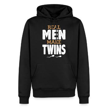 Les vrais hommes font des jumeaux - Sweat à capuche Premium bio Homme - noir - Devant - Nico (187cm)