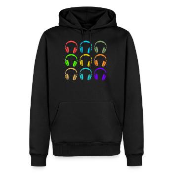 Dj - Männer Premium Bio Hoodie - Schwarz - Vorne - Nico (187cm)