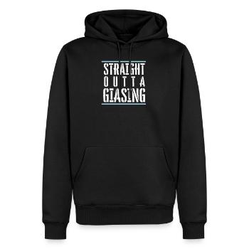 STRAIGHT OUTTA GIASING-T-Shirt Geschenk Giesing - Männer Premium Bio Hoodie - Schwarz - Vorne - Nico (187cm)