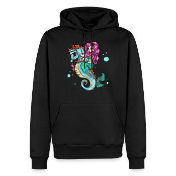 Skelett Meerjungfrau Seepferdchen Sugar Skull - Männer Premium Bio Hoodie - Schwarz - Vorne - Nico (187cm)