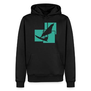planche à voile - Sweat à capuche Premium bio Homme - noir - Devant - Nico (187cm)