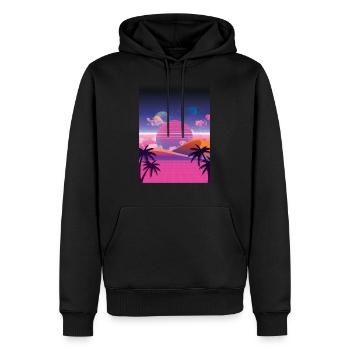 Vaporwave Beach - Sweat à capuche Premium bio Homme - noir - Devant - Nico (187cm)