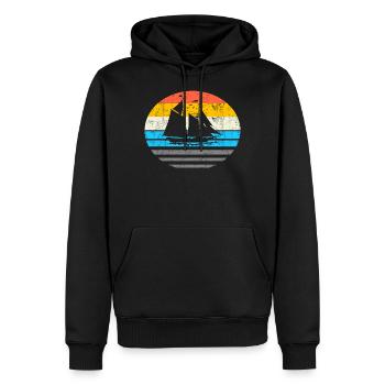 Voilier Voilier - Rétro Vintage Silhouette - Sweat à capuche Premium bio Homme - noir - Devant - Nico (187cm)