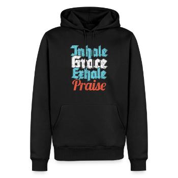 Christlicher Glaube Gott Prediger Einatmen Gnade Ausatmen - Männer Premium Bio Hoodie - Schwarz - Vorne - Nico (187cm)