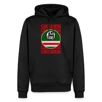 Drapeau tchétchène, équipement tchétchène borz, loup tchétchène - Sweat à capuche Premium bio Homme - noir - Devant - Nico (187cm)