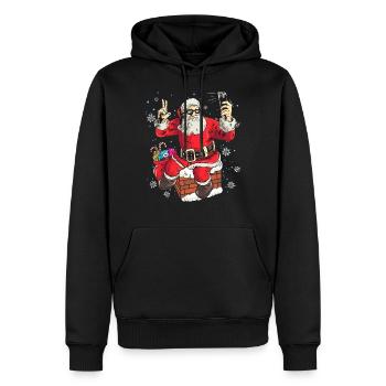 Lustiger Weihnachtsmann Foto Fotografieren - Männer Premium Bio Hoodie - Schwarz - Vorne - Nico (187cm)
