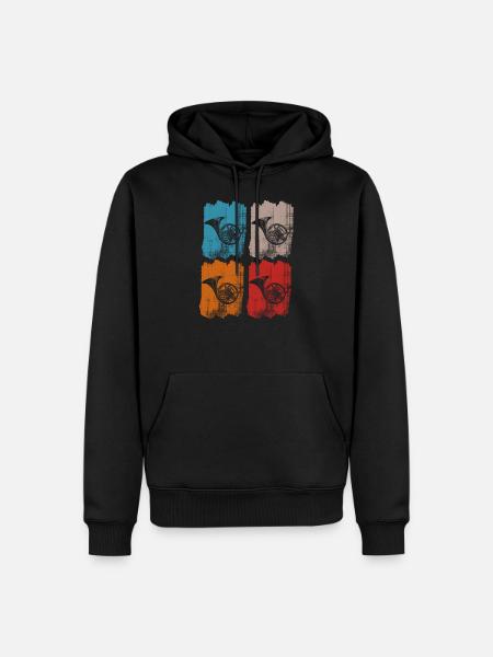 waldhorn retro - Männer Premium Bio Hoodie - Schwarz