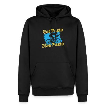 Essen Sie Pasta Bike Fasta - Männer Premium Bio Hoodie - Schwarz - Vorne - Nico (187cm)