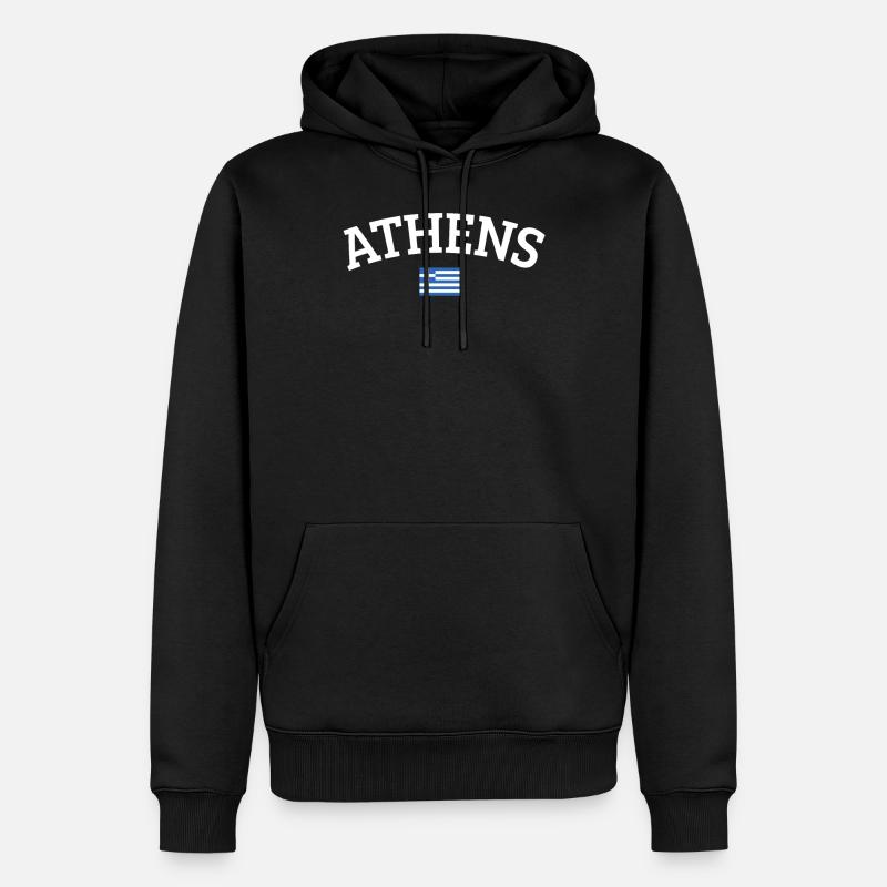 Athen - Männer Premium Bio Hoodie - Schwarz