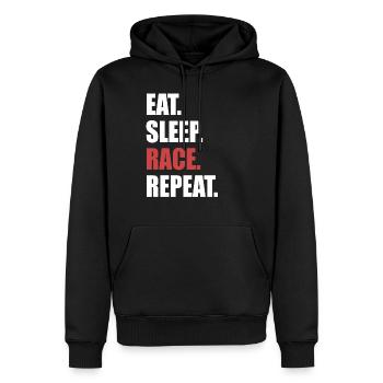 Eat Sleep Race Repeat - Männer Premium Bio Hoodie - Schwarz - Vorne - Nico (187cm)
