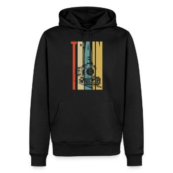 train - Sweat à capuche Premium bio Homme - noir - Devant - Nico (187cm)